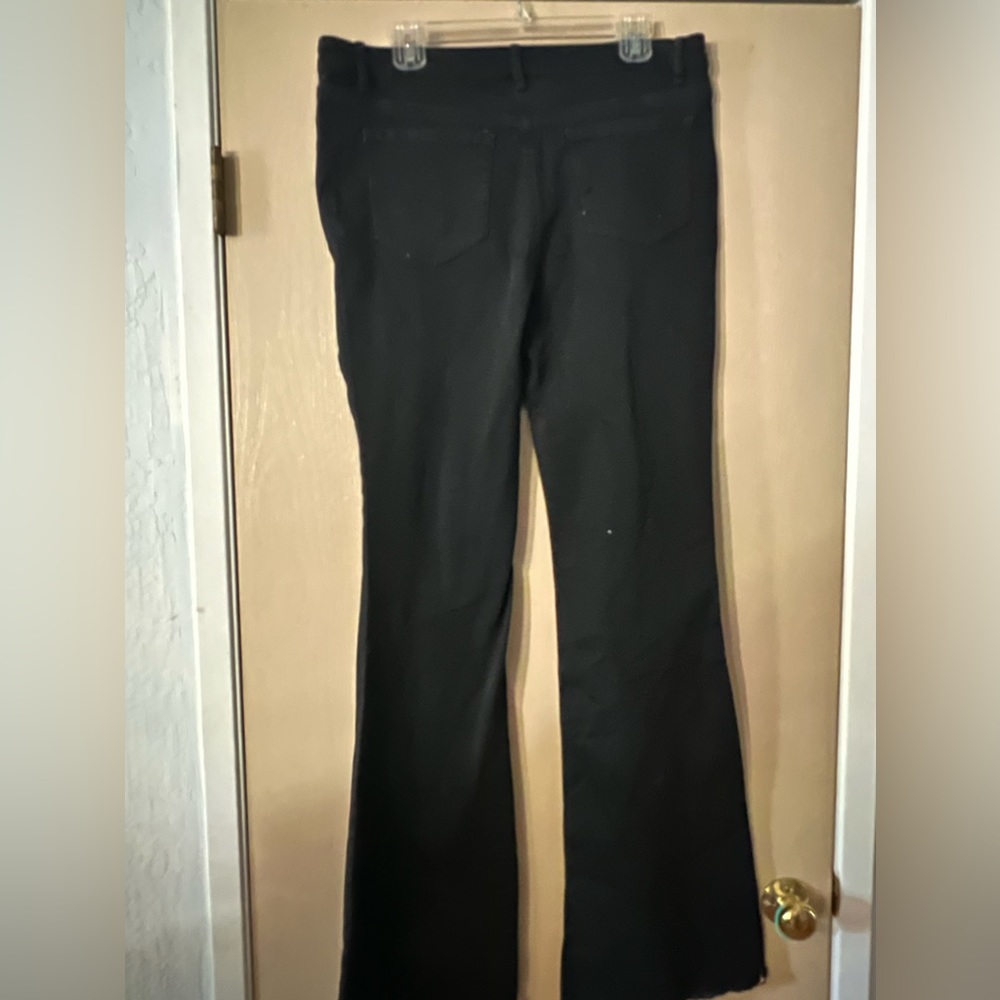 Black distressed flare jeans